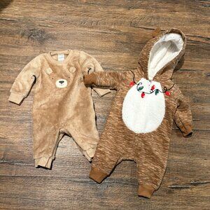 🔆 Newborn fleece sherpa coverall rompers - Bundle of 2